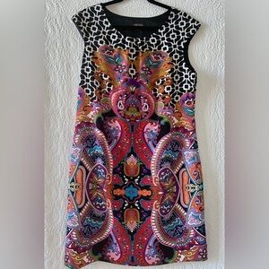 Voir Voir Retro Shift Sleeveless Paisley Print Midi Dress